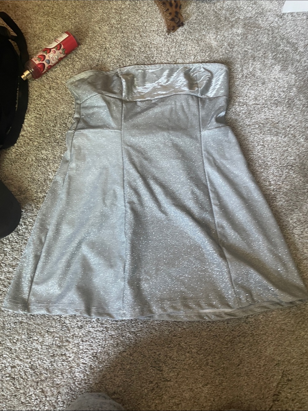 Strapless Silver Sparkle Party Dress